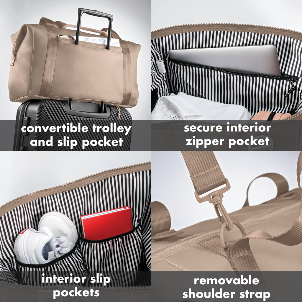 Neoprene Adult Travel Duffel, Taupe