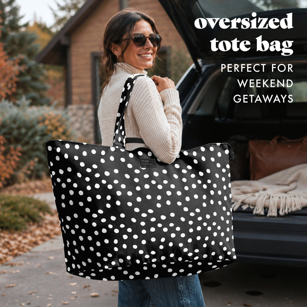 All The Things XL Travel Tote Bag, B&W Dot