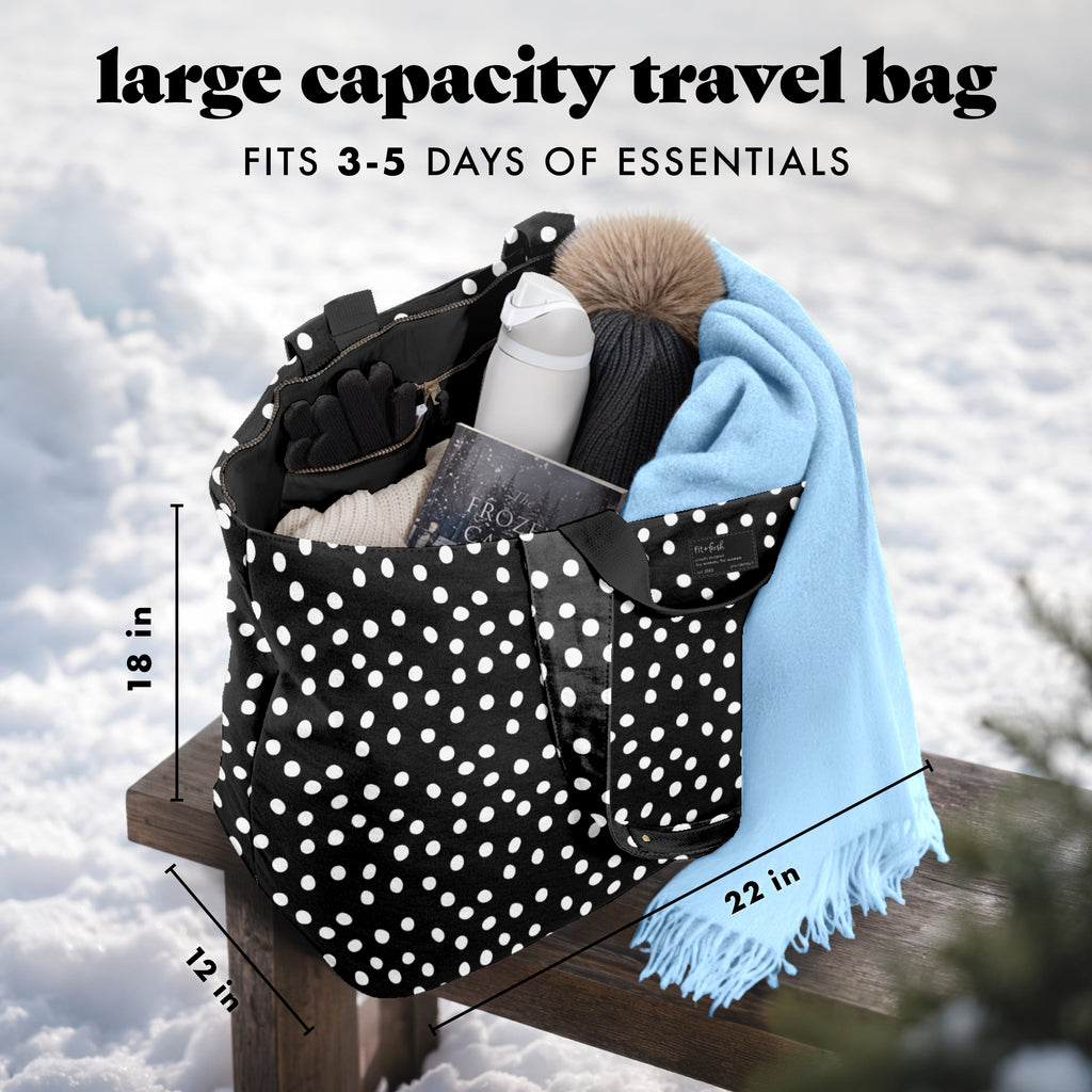 All The Things XL Travel Tote Bag, B&W Dot