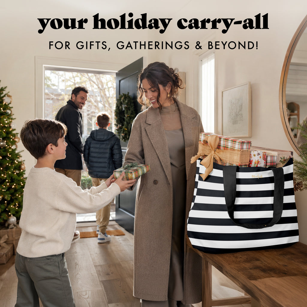 All The Things XL Travel Tote Bag, B&W Stripe