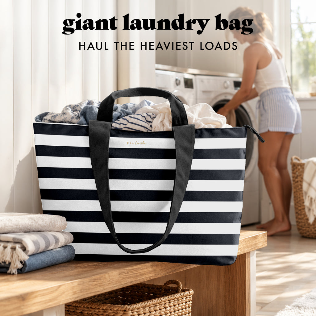 All The Things XL Travel Tote Bag, B&W Stripe