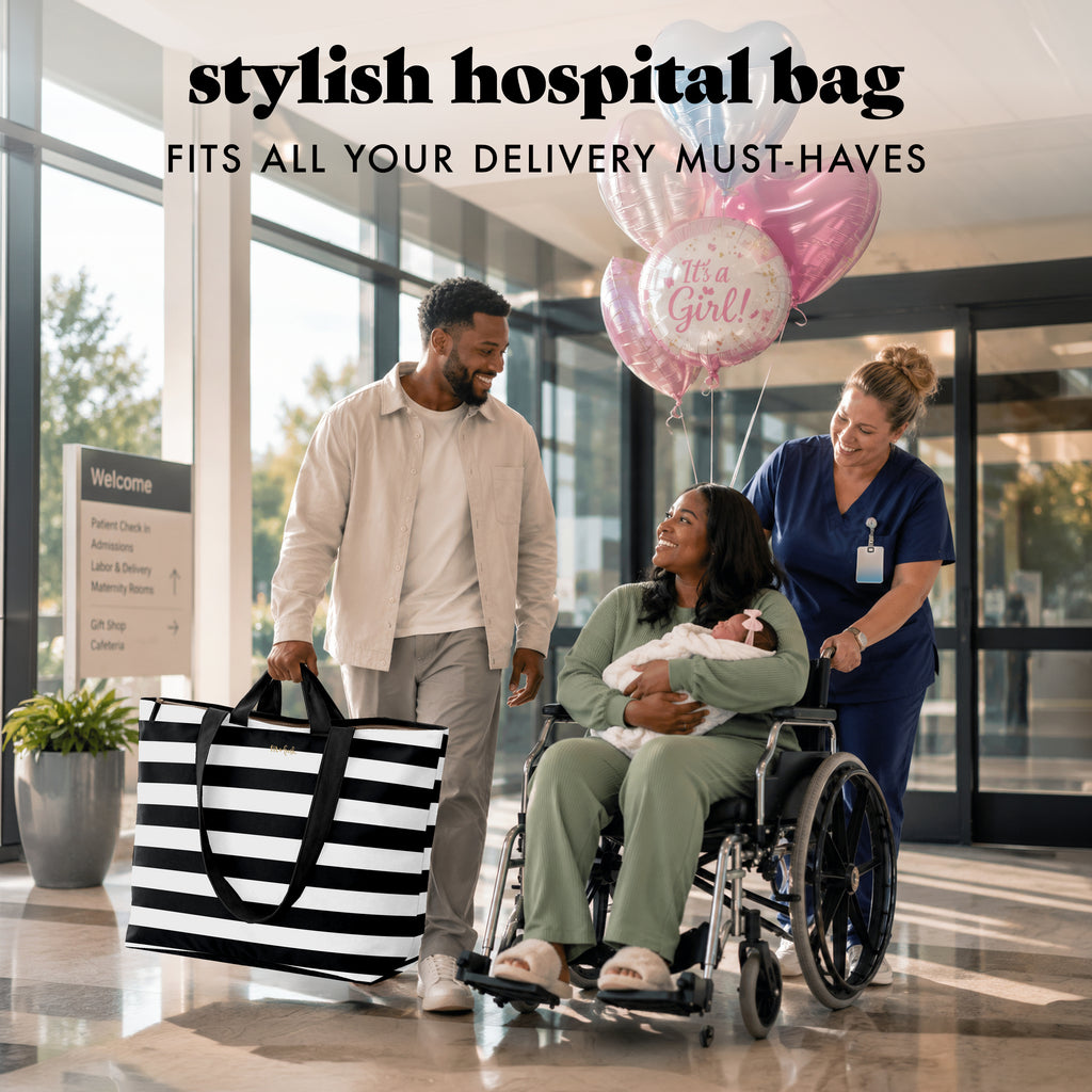 All The Things XL Travel Tote Bag, B&W Stripe