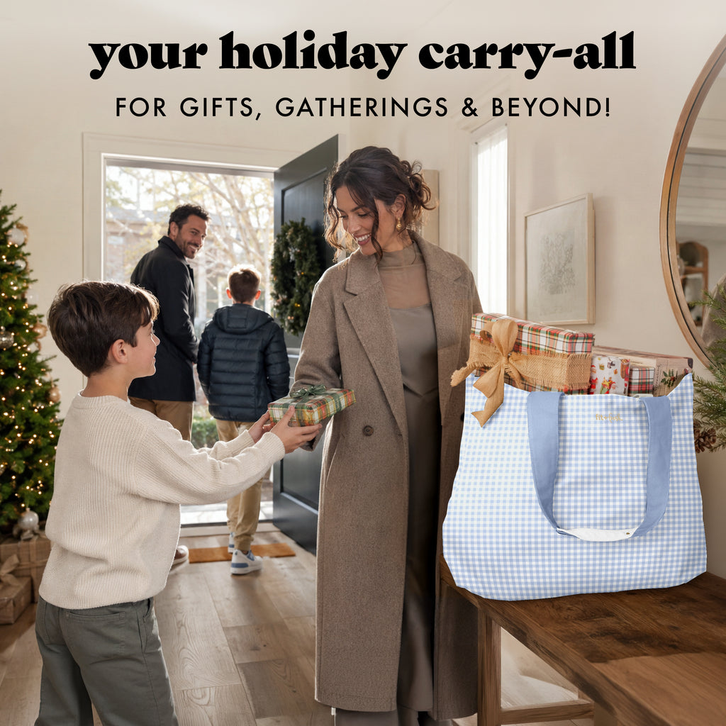All The Things XL Travel Tote Bag, Blue Gingham