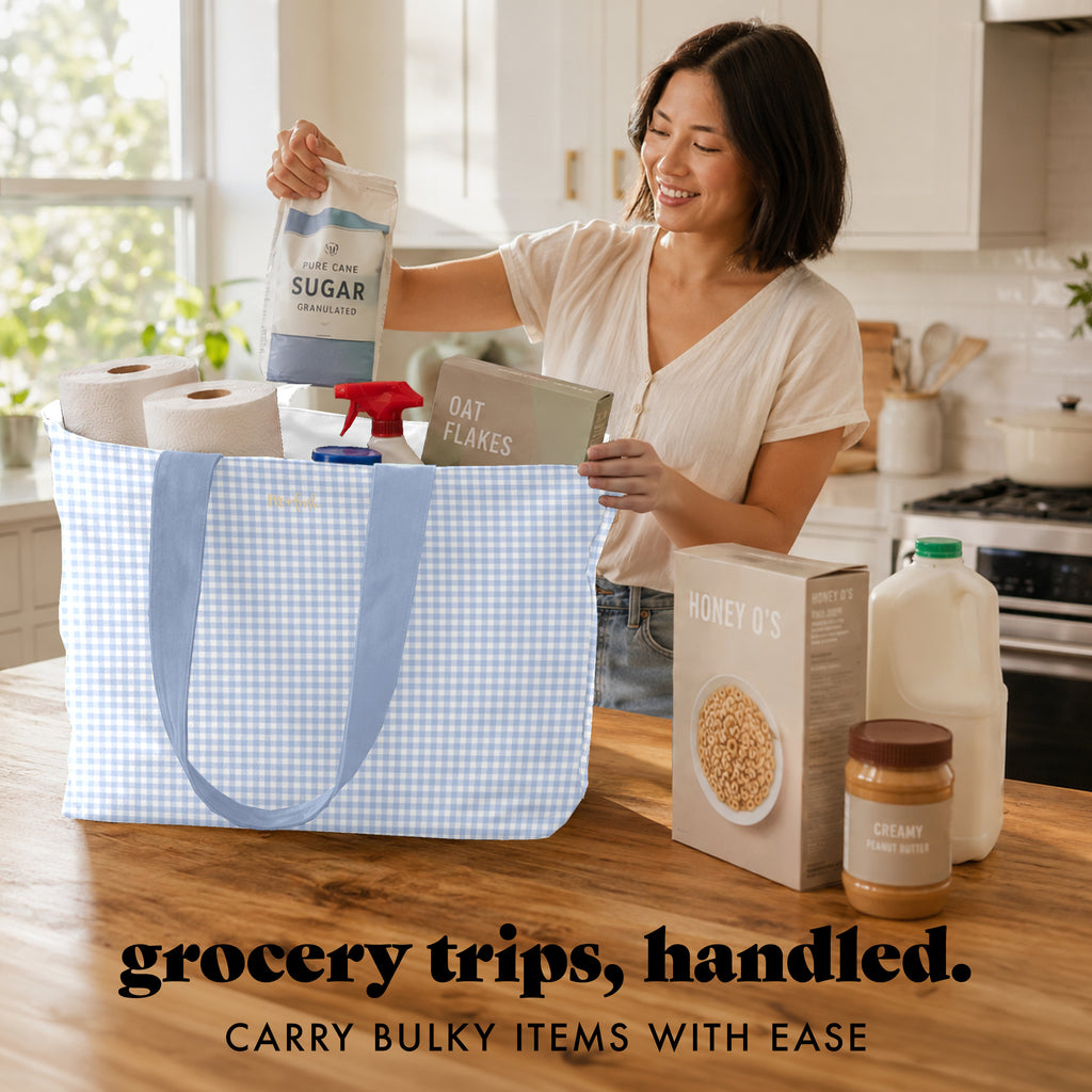 All The Things XL Travel Tote Bag, Blue Gingham