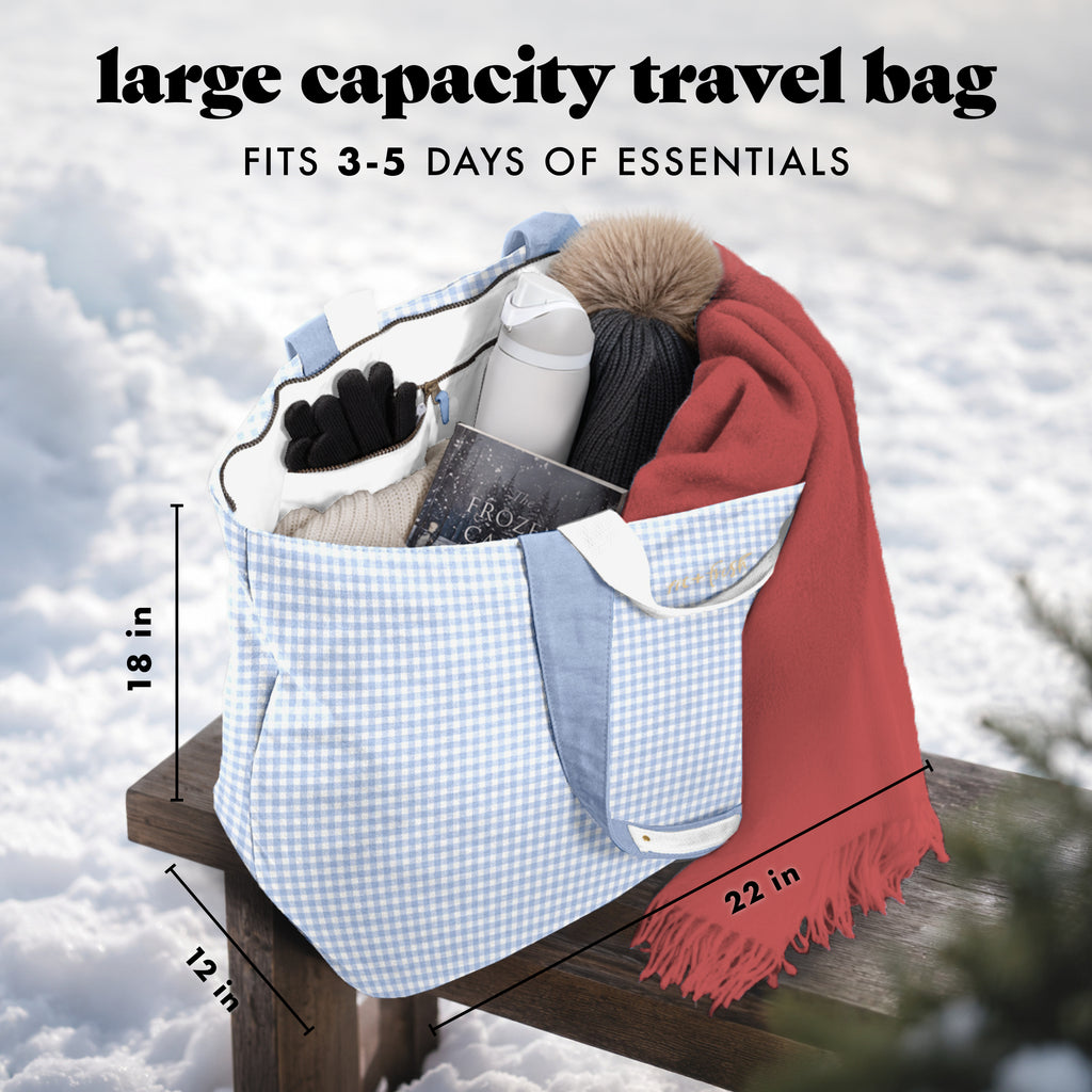 All The Things XL Travel Tote Bag, Blue Gingham