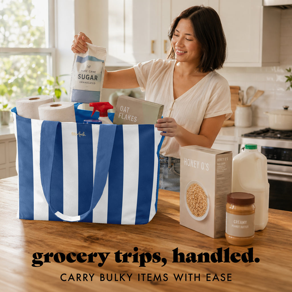 All The Things XL Travel Tote Bag, Cobalt Cabana Stripe