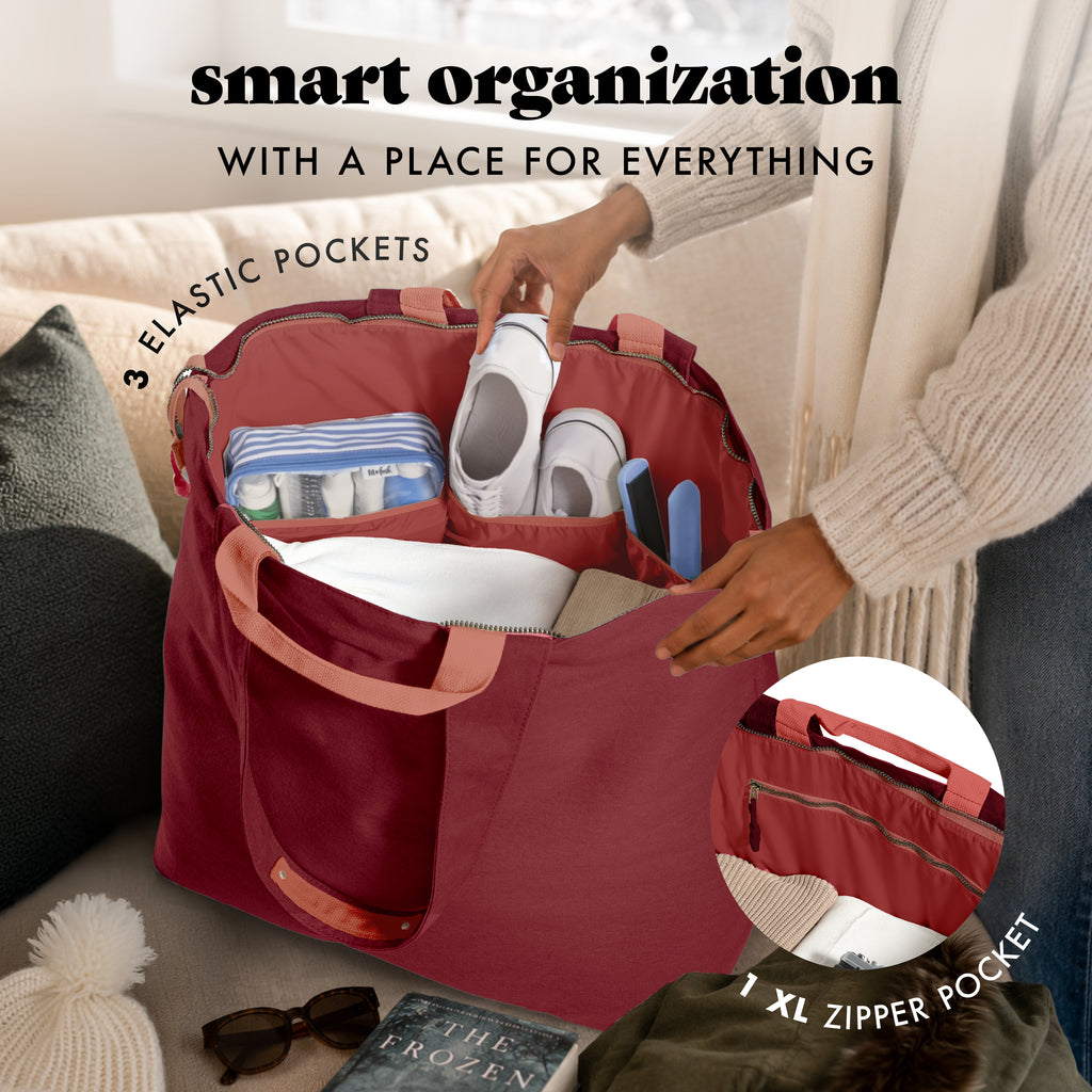 All The Things XL Travel Tote Bag, Cranberry