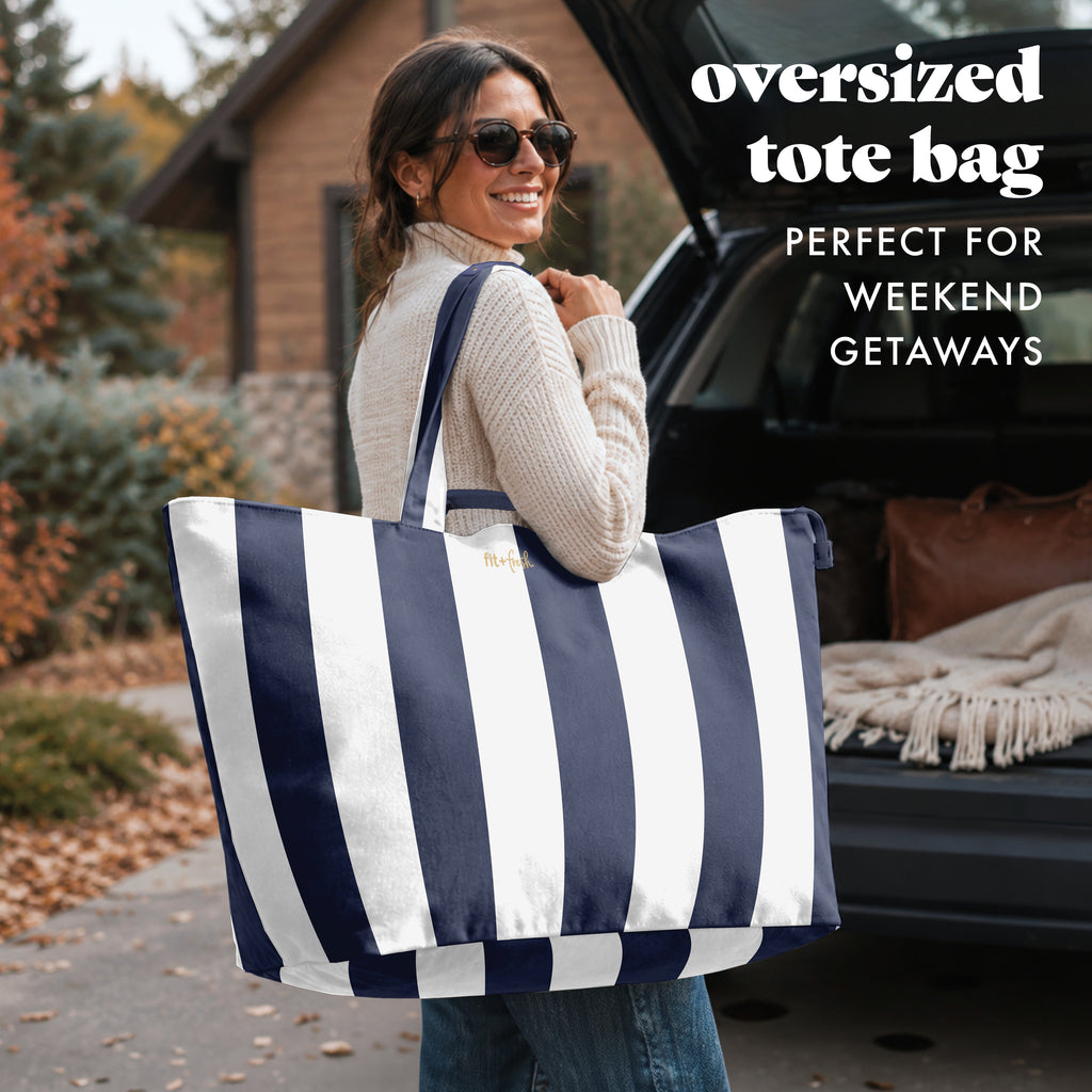 All The Things XL Travel Tote Bag, Navy Stripe