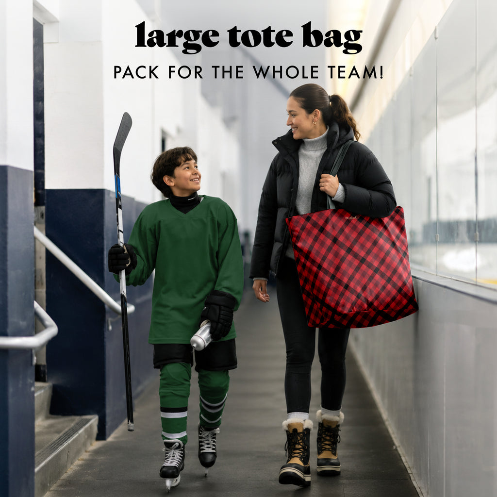 All The Things XL Travel Tote Bag, Red Checkered