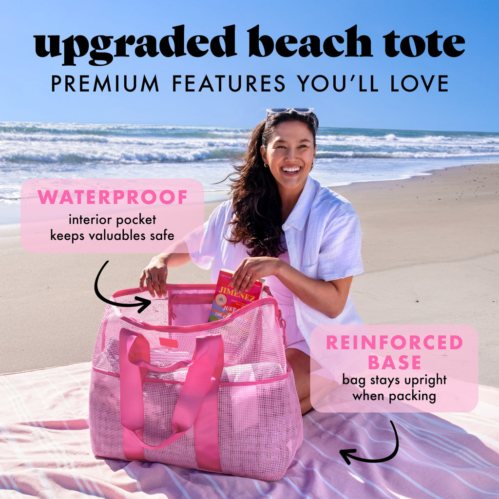 The Shore Thing® XL Marine Grade Mesh Beach Bag, Flamingo Pink