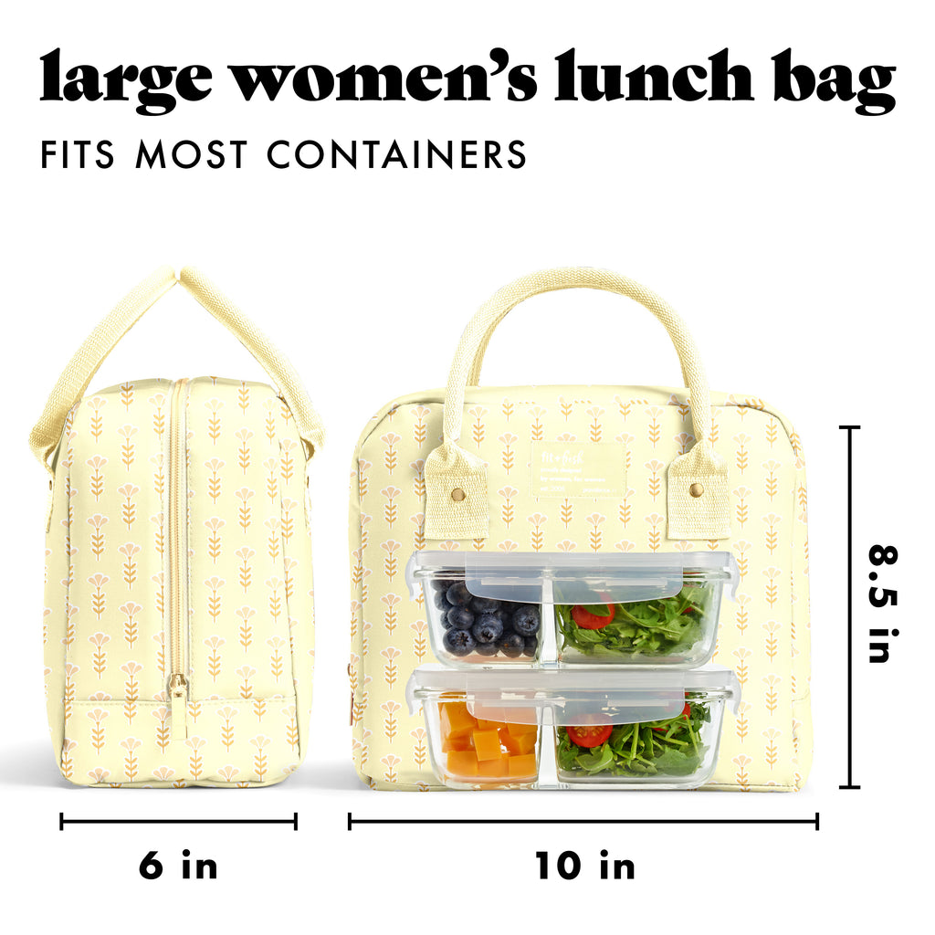 Bloomington Lunch Bag with Lunch Kit, Butter Yellow Flowers