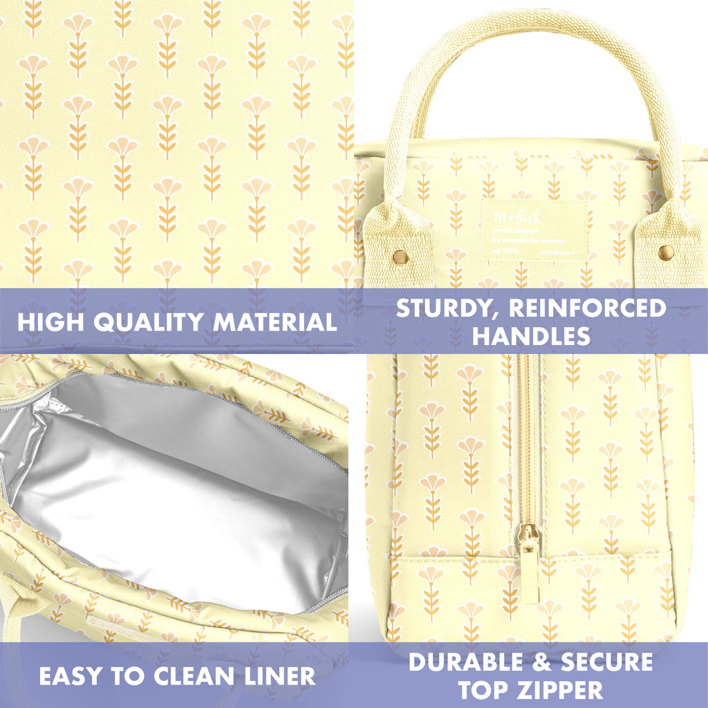Bloomington Lunch Bag with Lunch Kit, Butter Yellow Flowers