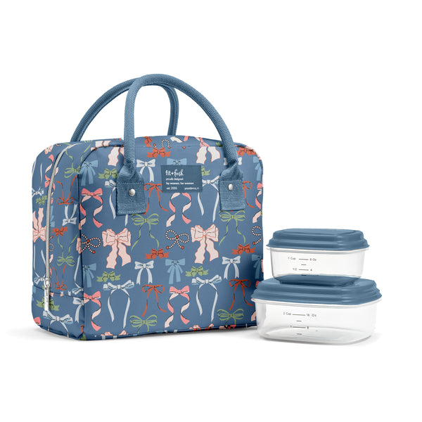 Bloomington Lunch Bag with Lunch Kit, Denim Bows