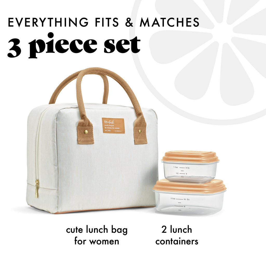 Bloomington Lunch Bag with Lunch Kit, Ivory Woven