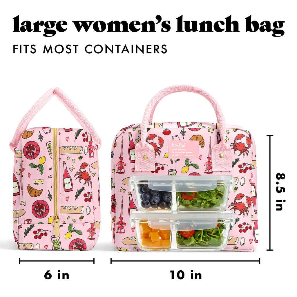 Bloomington Lunch Bag with Lunch Kit, Pink Pasta Dinner
