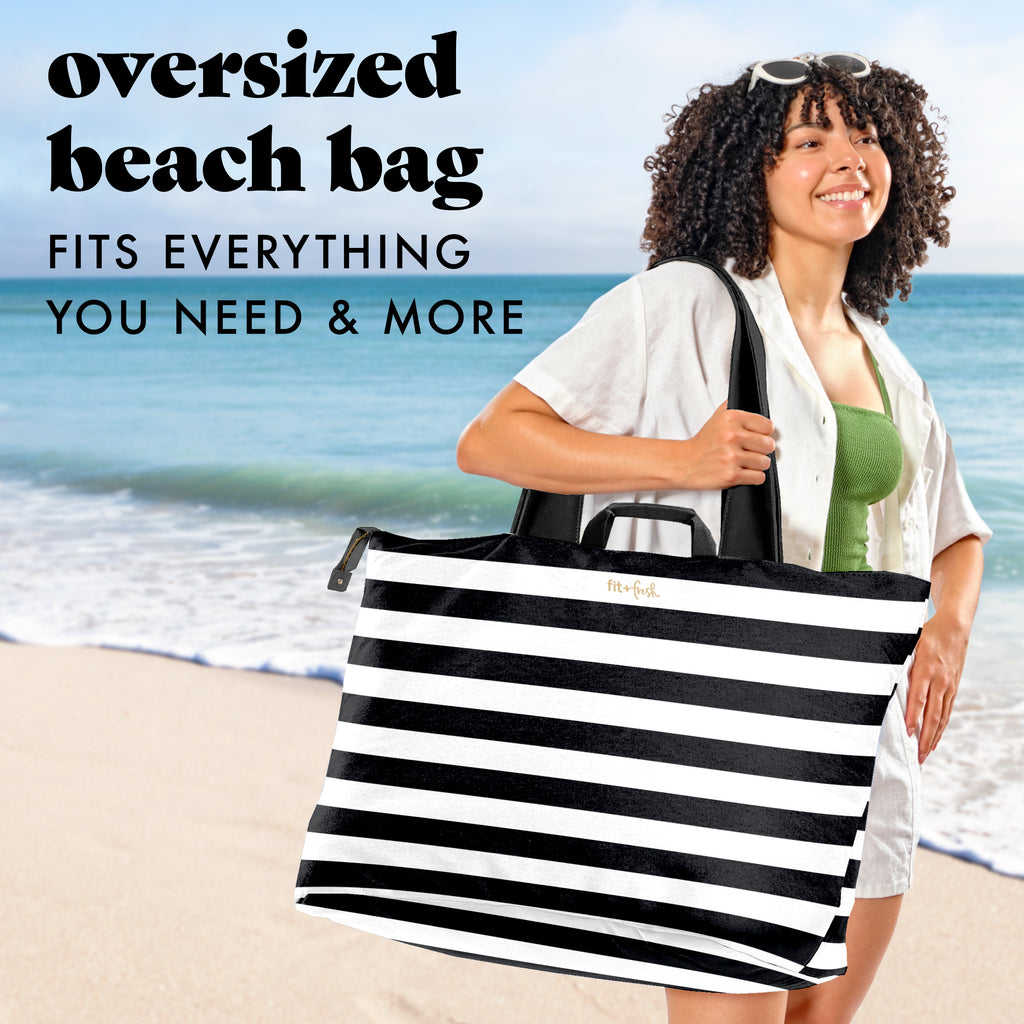 All The Things XL Travel Tote Bag, B&W Stripe