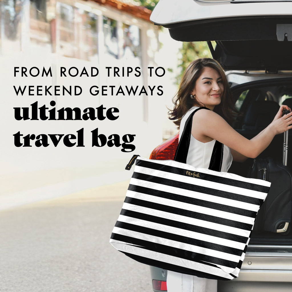 All The Things XL Travel Tote Bag, B&W Stripe