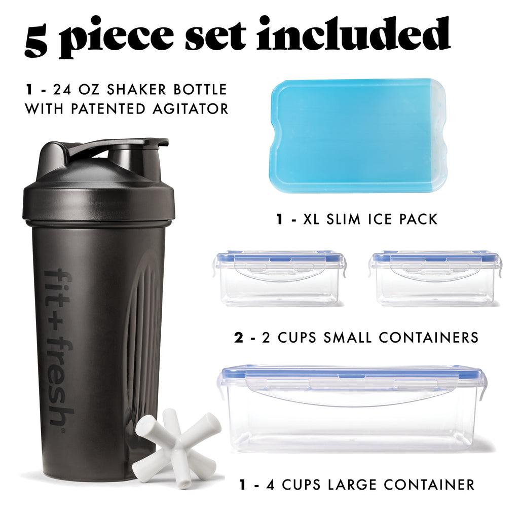 BREE Meal Prep Lunch Bag with Lunch Kit, Black