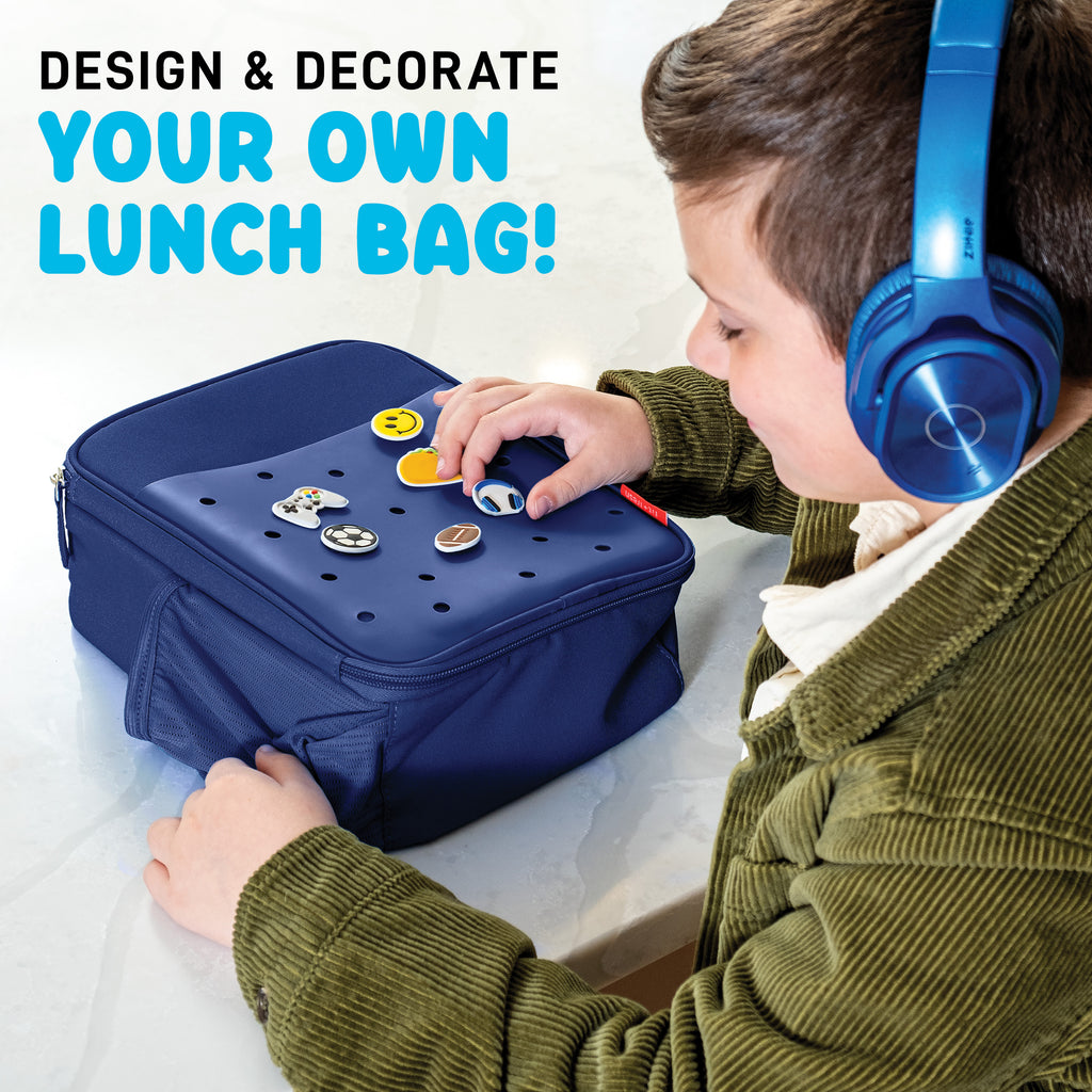 Charm Kids Lunch Bag with 6 Charms, Navy Blue