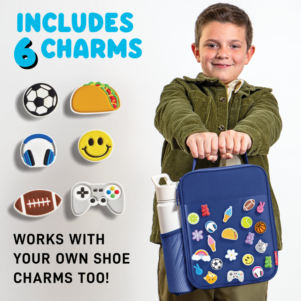 Charm Kids Lunch Bag with 6 Charms, Navy Blue