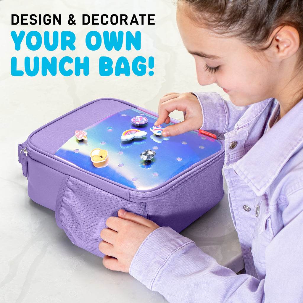 Charm Kids Lunch Bag with 6 Charms, Holographic Purple