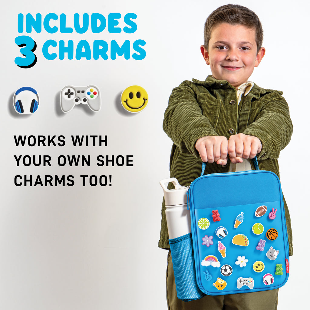Charm Kids Lunch Bag with 3 Charms, Azure Blue
