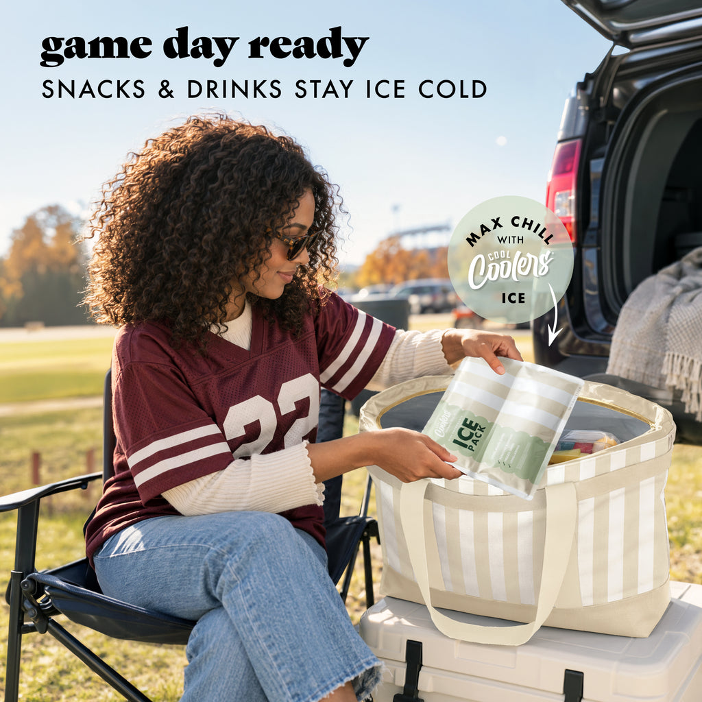XL Insulated Cooler Tote Bag, Pina Colada Cabana Stripe