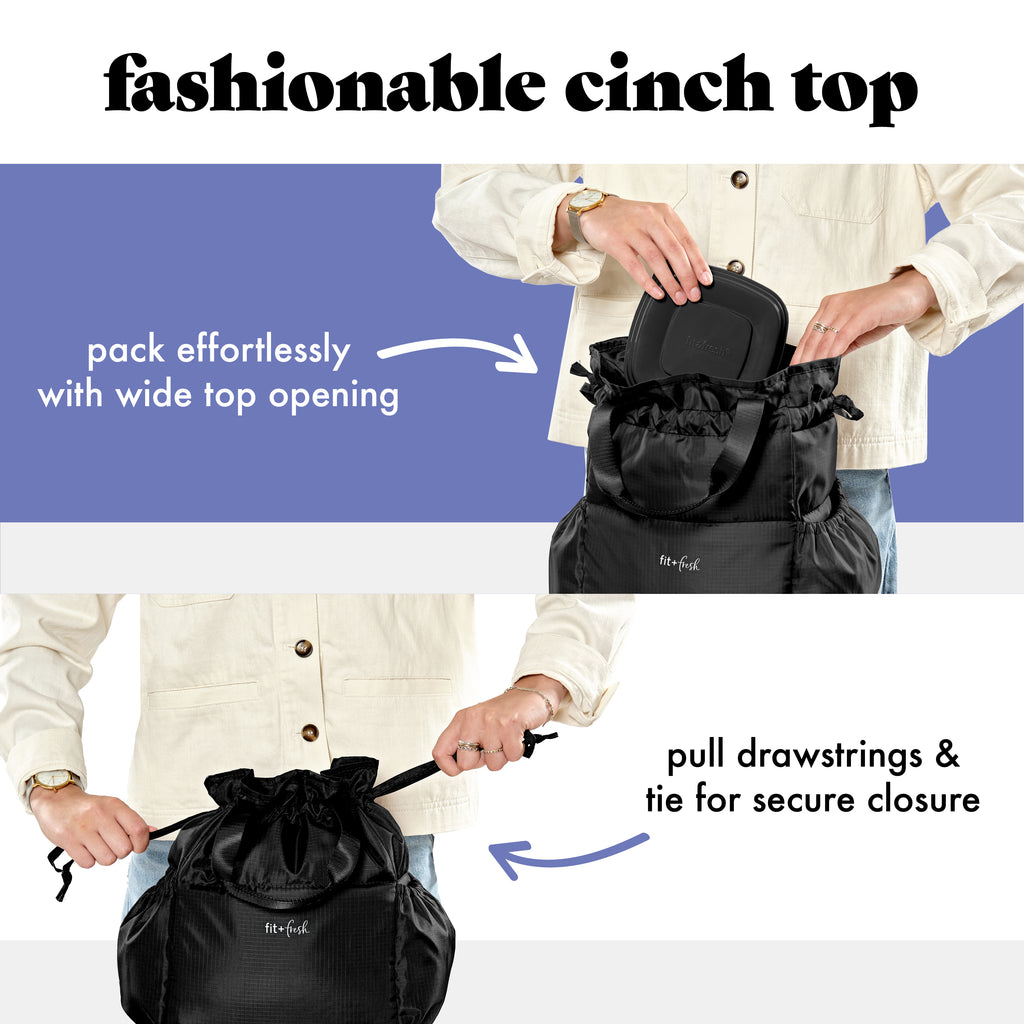 Cromwell Cinch Lunch Tote with Lunch Kit, Black
