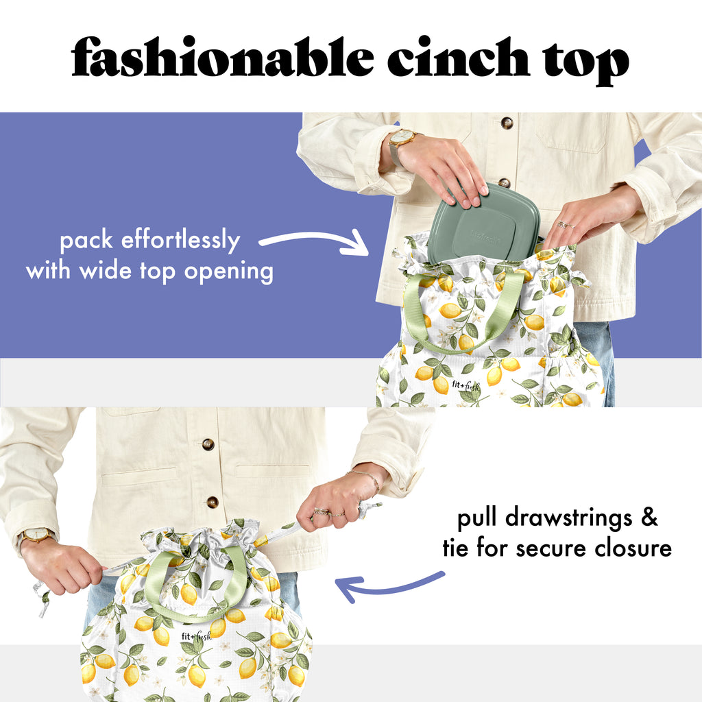 Cromwell Cinch Lunch Tote with Lunch Kit, Lemons