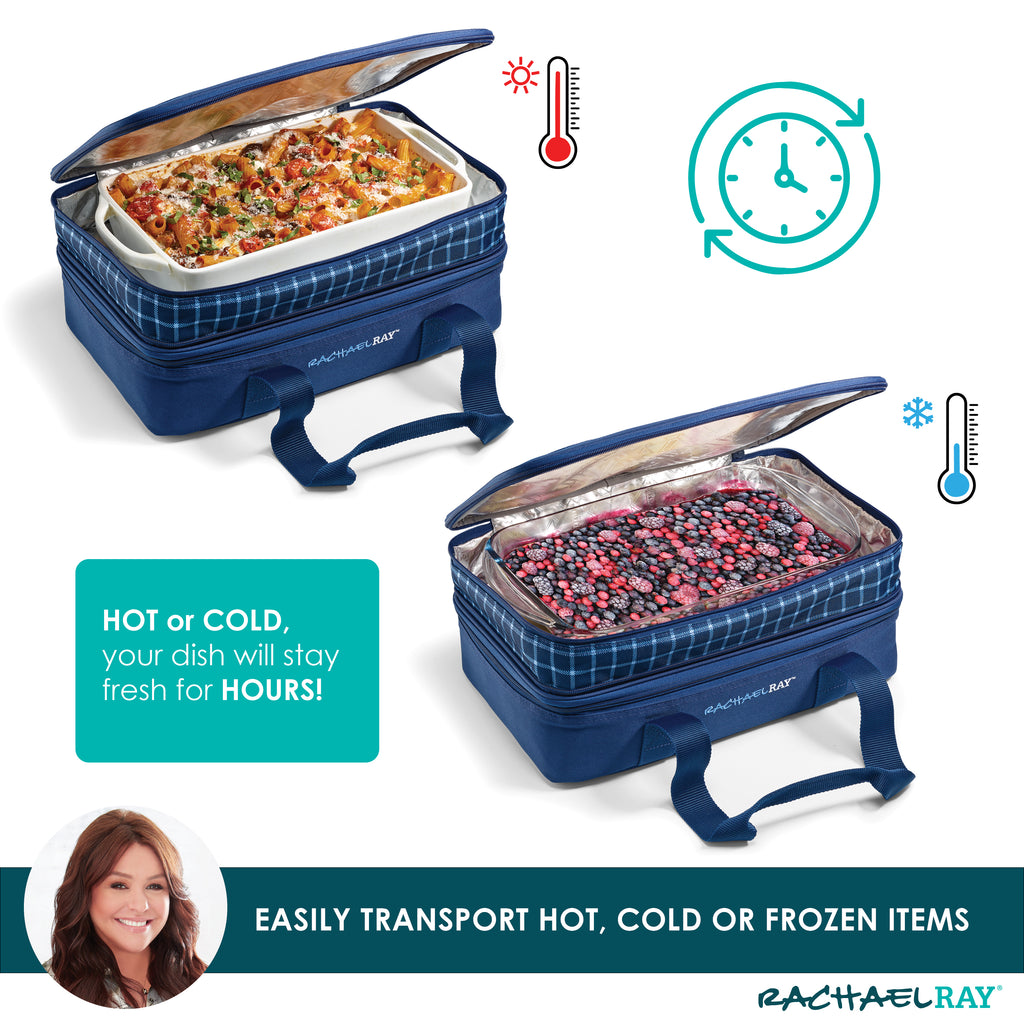 Rachael Ray Expandable Lasagna Lugger, Navy Gingham