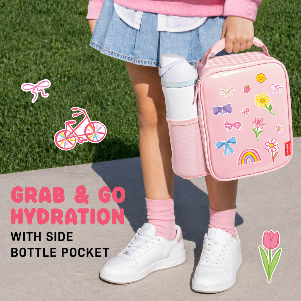 Pipsticks® Sticker Kids Lunch Bag with Pipstickers® Sticker Sheet, Pink Gingham