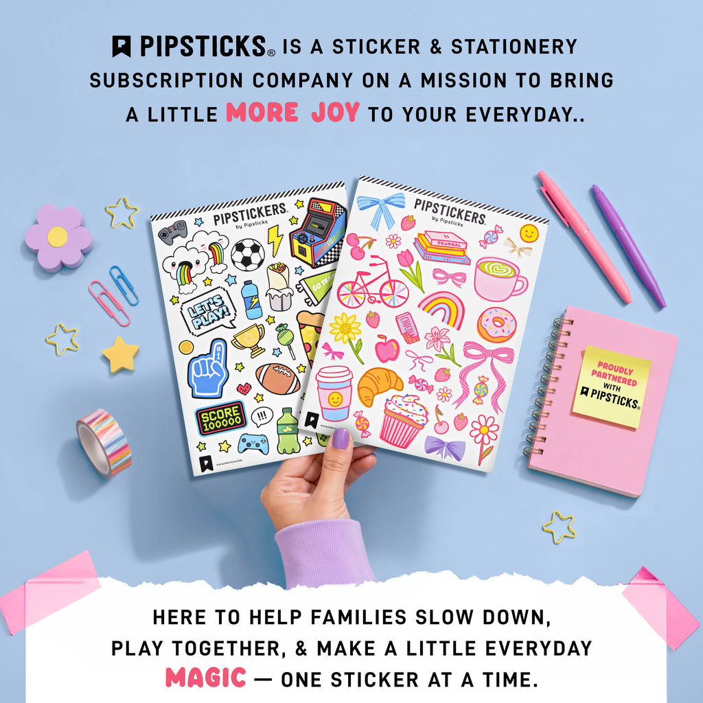 Pipsticks® Sticker Kids Lunch Bag with Pipstickers® Sticker Sheet, Pink Gingham