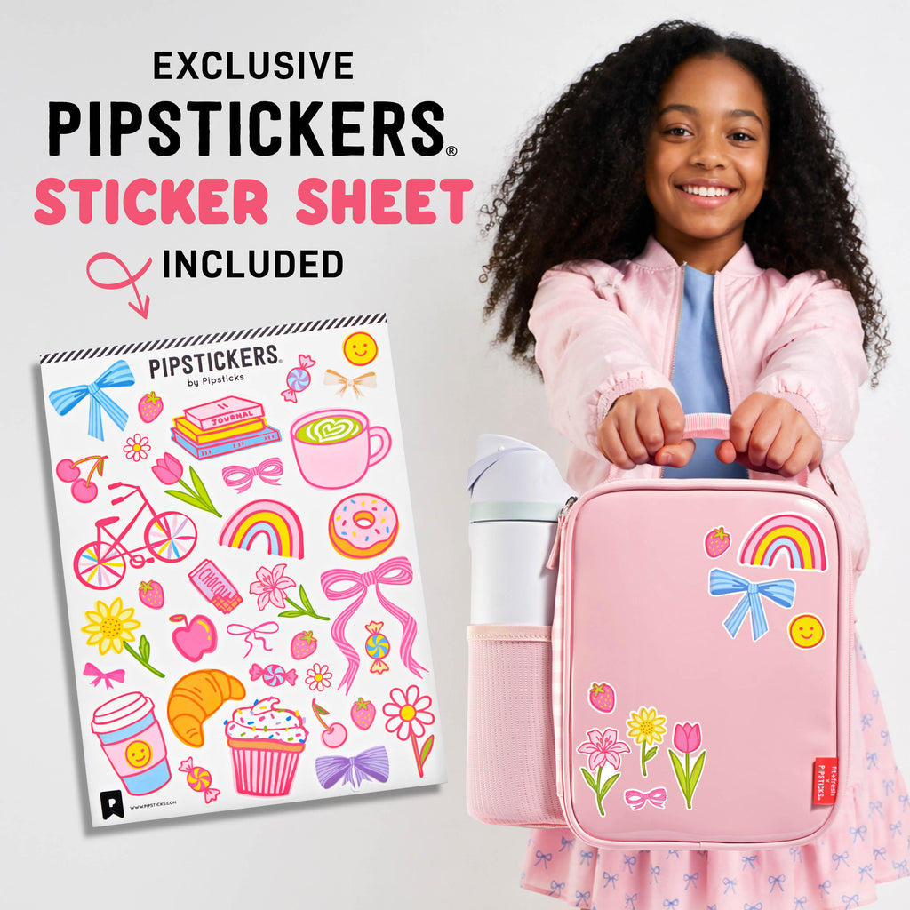 Pipsticks® Sticker Kids Lunch Bag with Pipstickers® Sticker Sheet, Pink Gingham