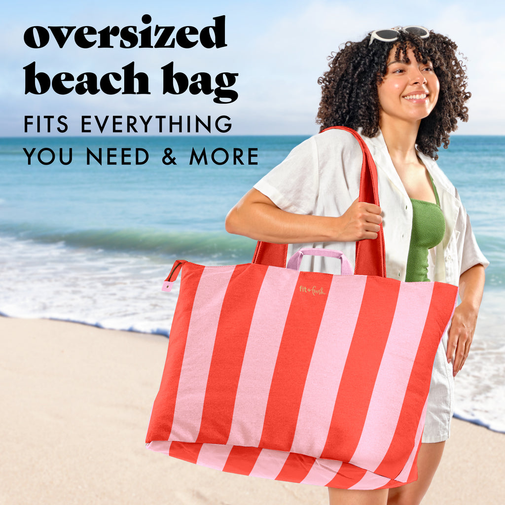 All The Things XL Travel Tote Bag, Daiquiri Cabana Stripe