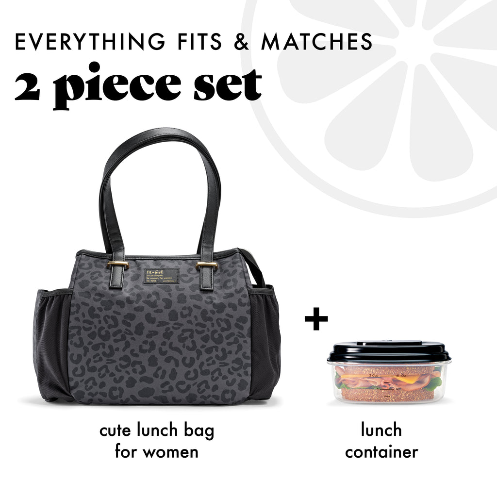 Copley Lunch Bag with Lunch Kit, Black Feline Fine
