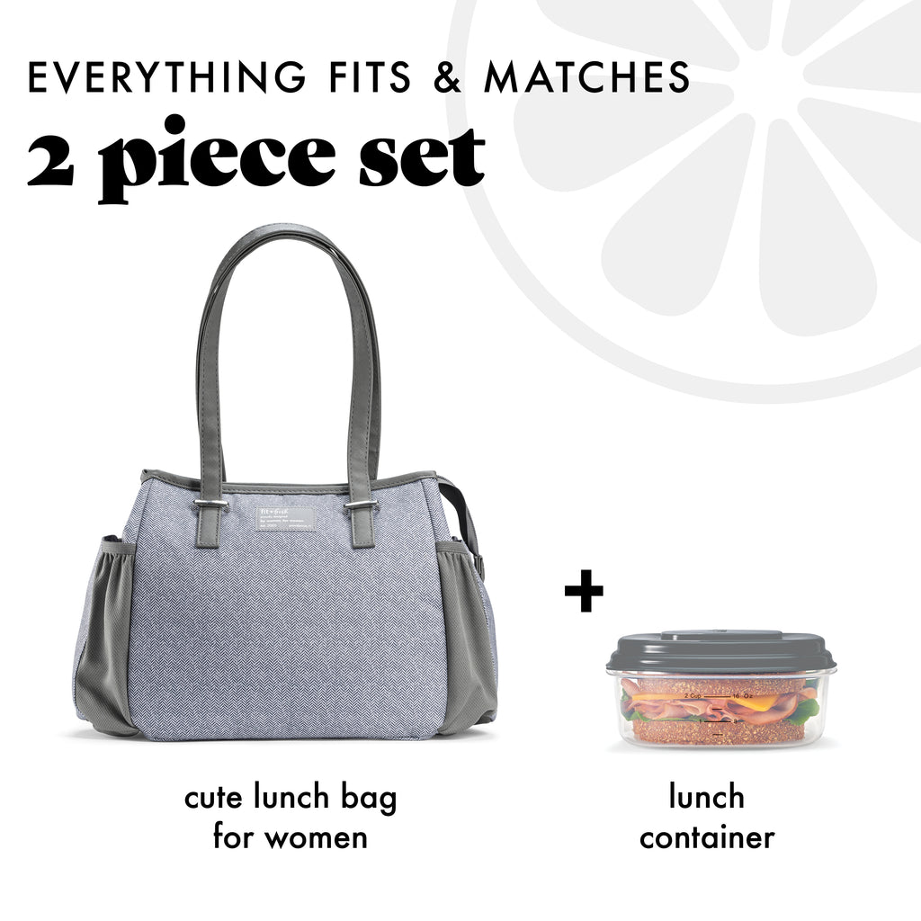 Copley Lunch Bag with Lunch Kit, Gray Tweed
