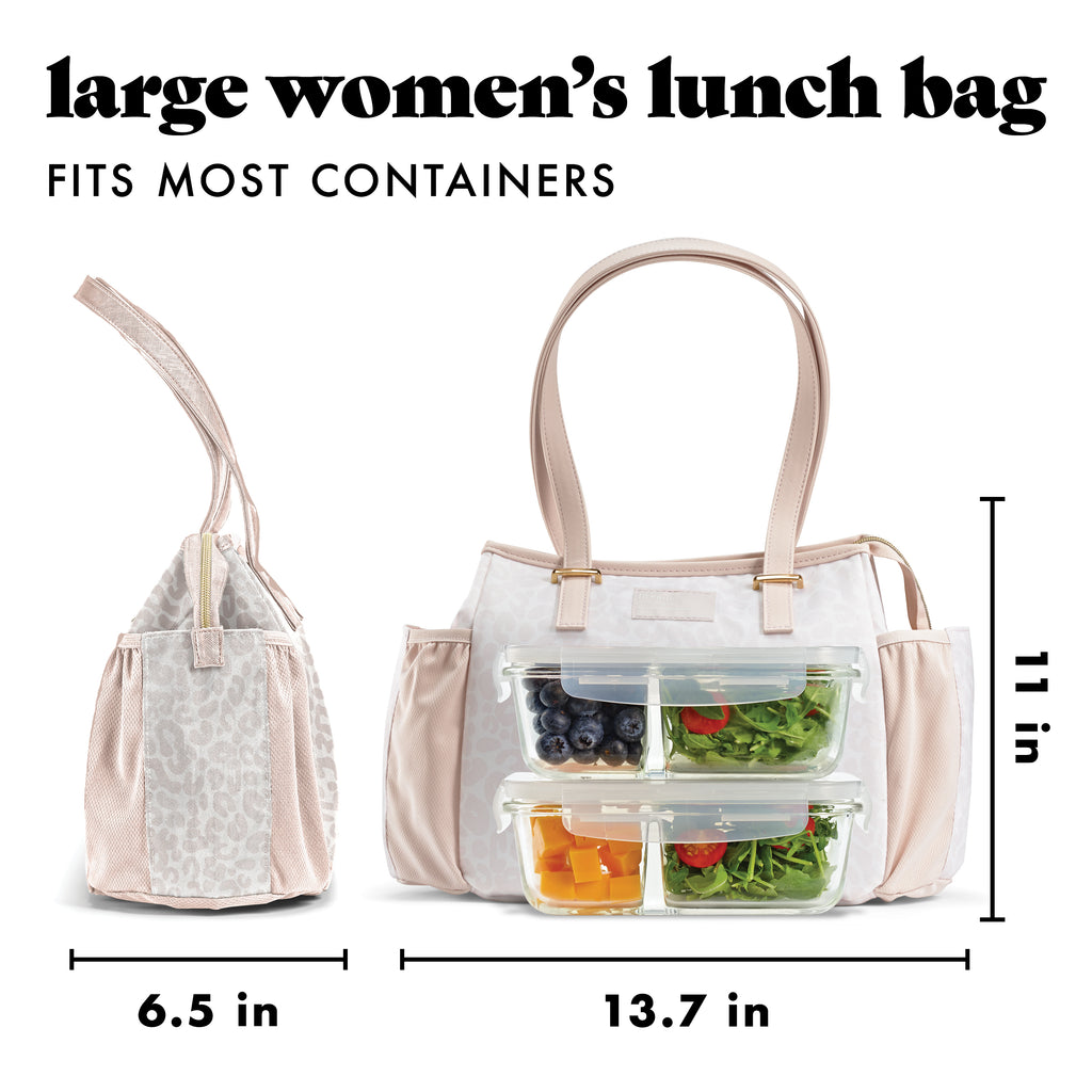 Copley Lunch Bag with Lunch Kit, Ivory Feline Fine
