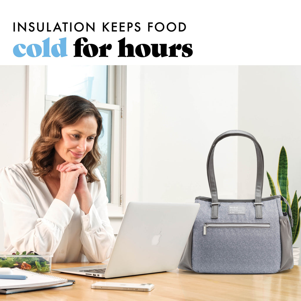Copley Lunch Bag with Lunch Kit, Gray Tweed Faneuil