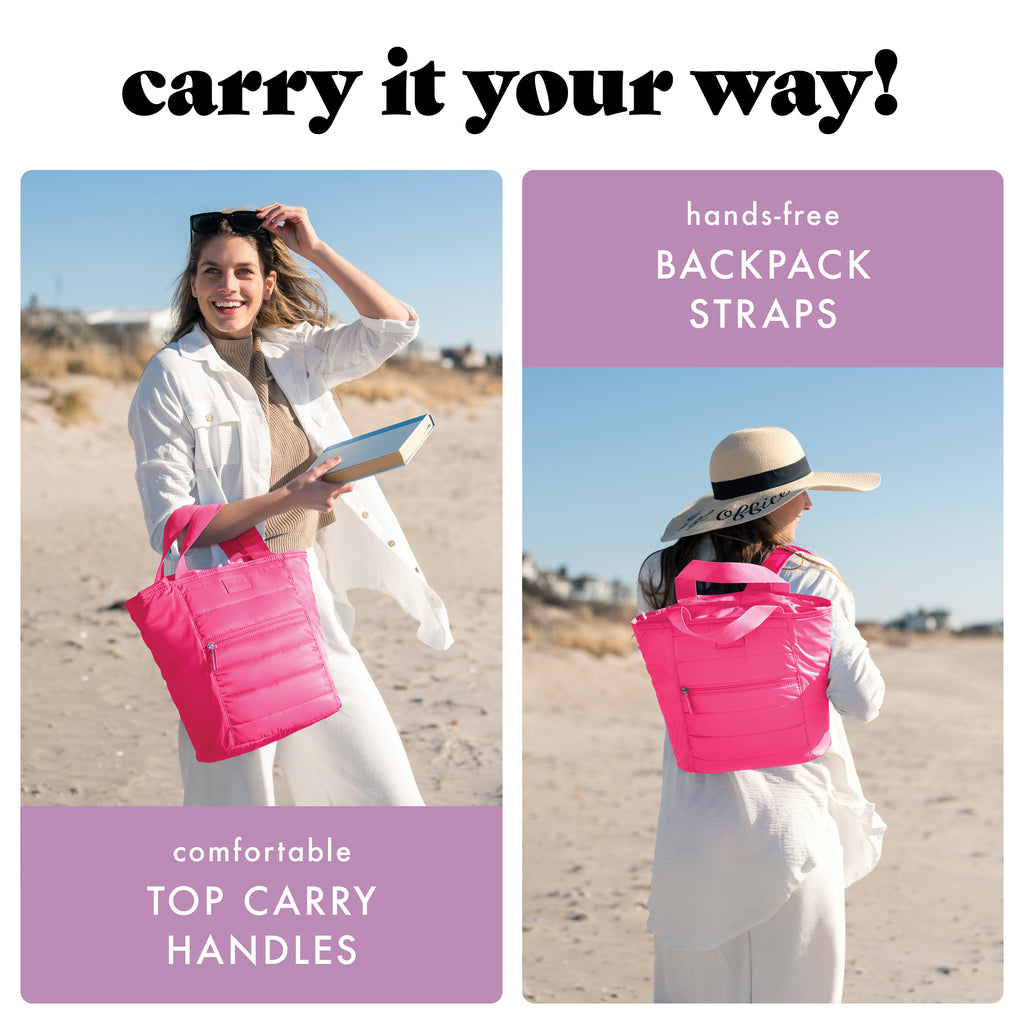 Mari 12-Can Backpack Cooler Tote, Hot Pink