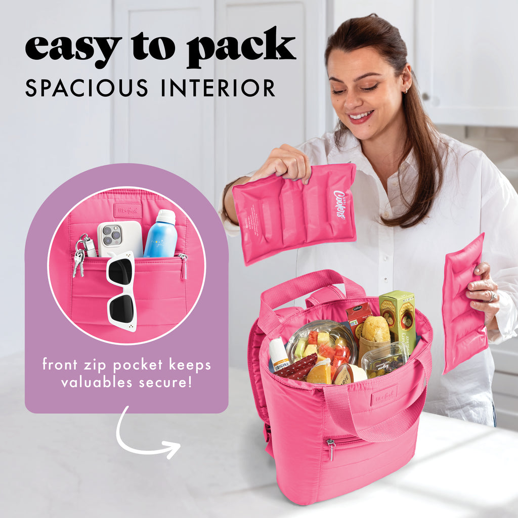 Mari 12-Can Backpack Cooler Tote, Hot Pink