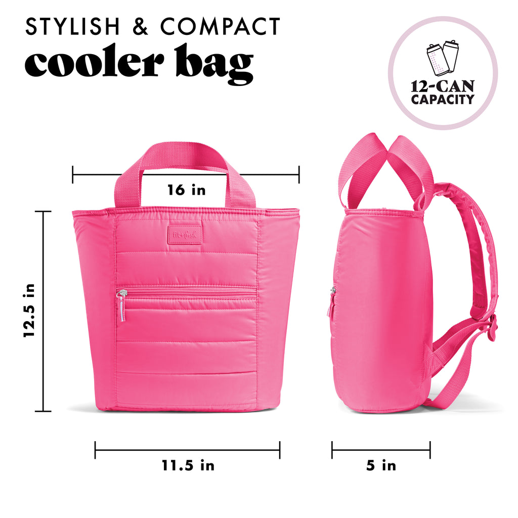 Mari 12-Can Backpack Cooler Tote, Hot Pink