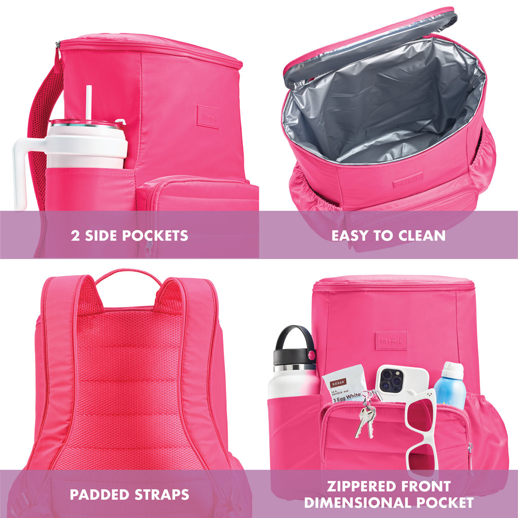 Izzy 24-Can Backpack Cooler, Hot Pink