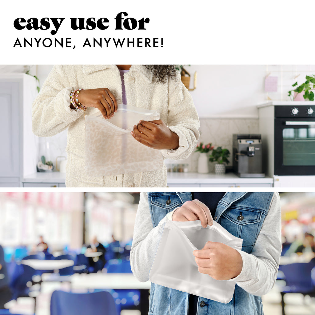 PEVA Reusable Storage Bags, Ivory Feline Fine