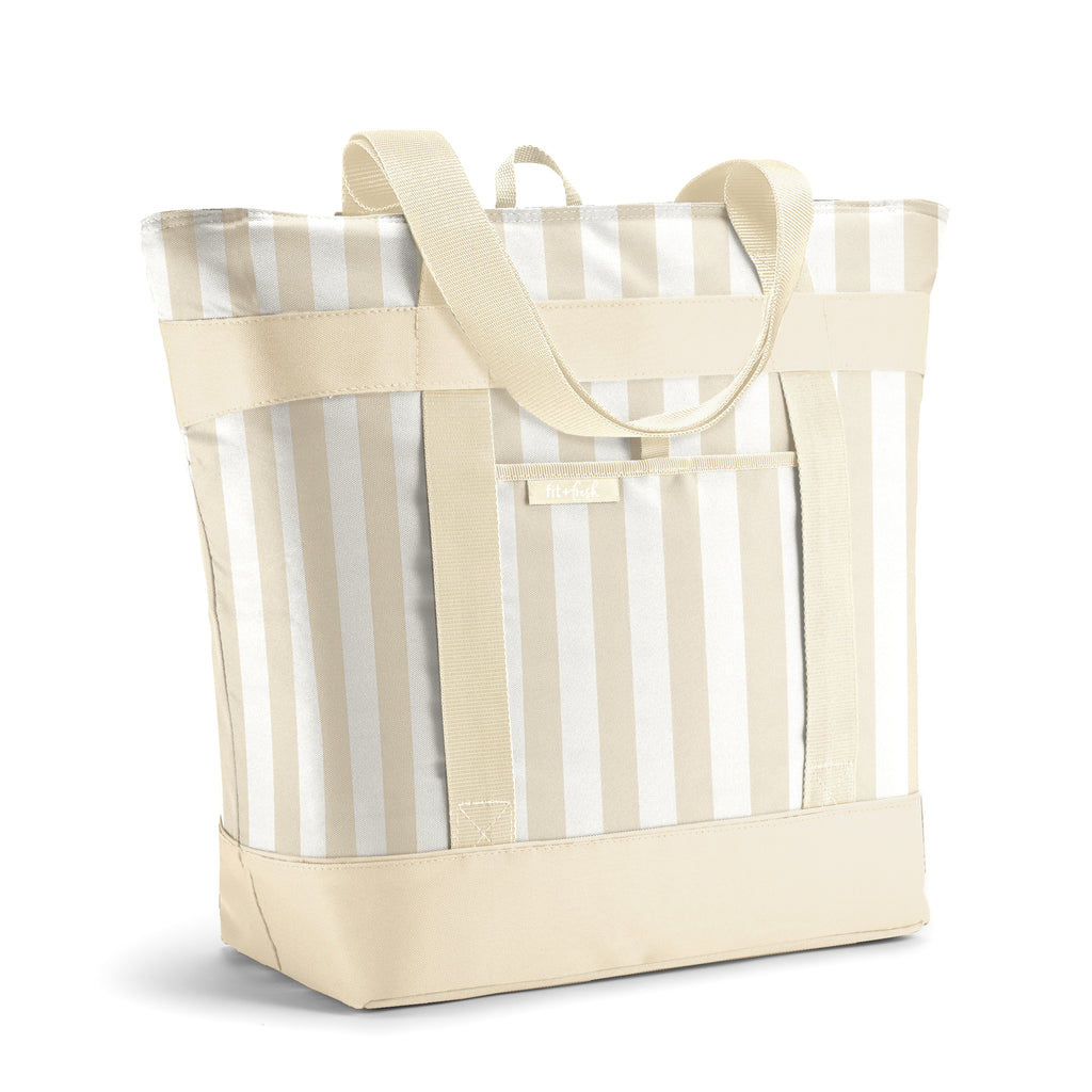 XL Insulated Cooler Tote Bag, Pina Colada Cabana Stripe