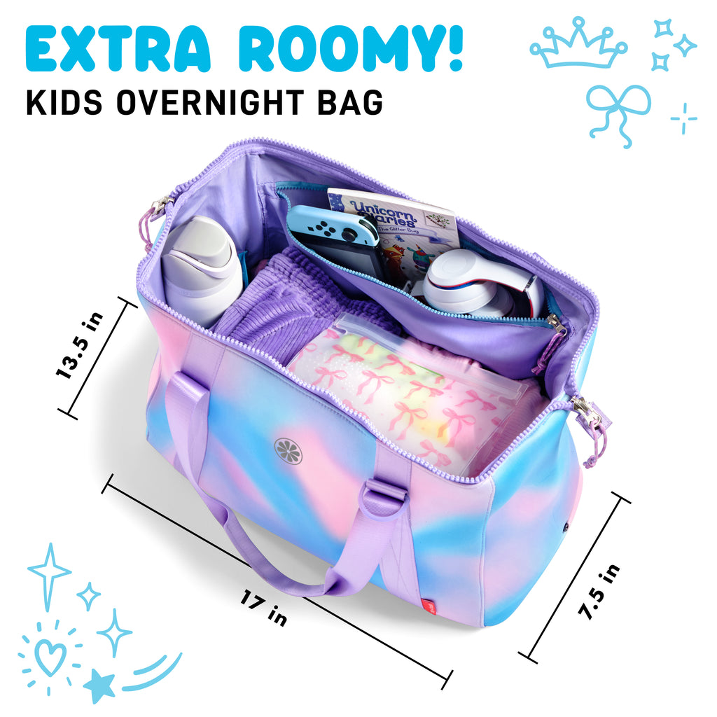 Neoprene Kids Travel Duffel, Pink Purple