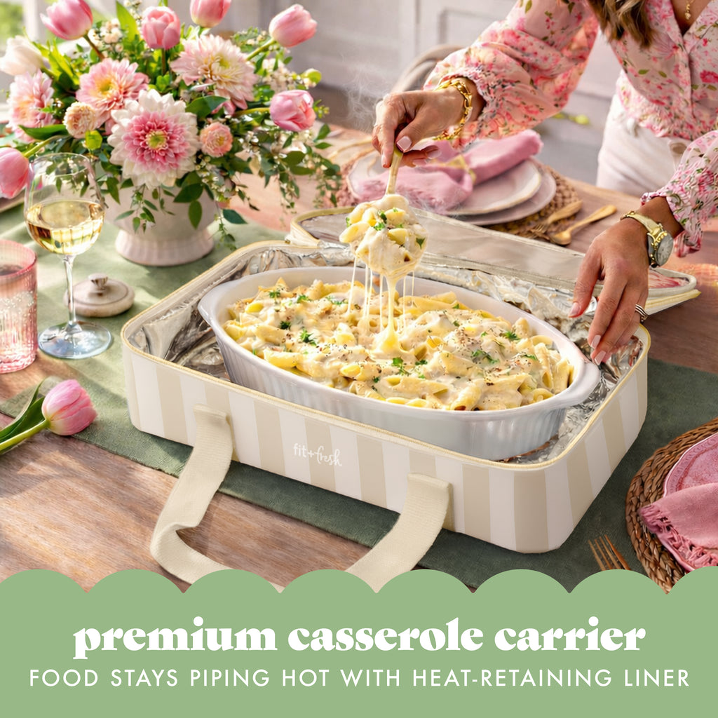 Insulated Double Decker Casserole Carrier, Pina Colada Cabana Stripe