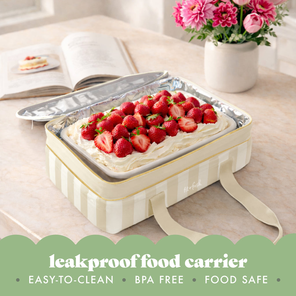 Insulated Double Decker Casserole Carrier, Pina Colada Cabana Stripe