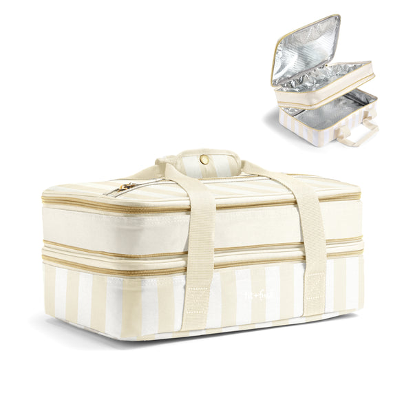 Insulated Double Decker Casserole Carrier, Pina Colada Cabana Stripe