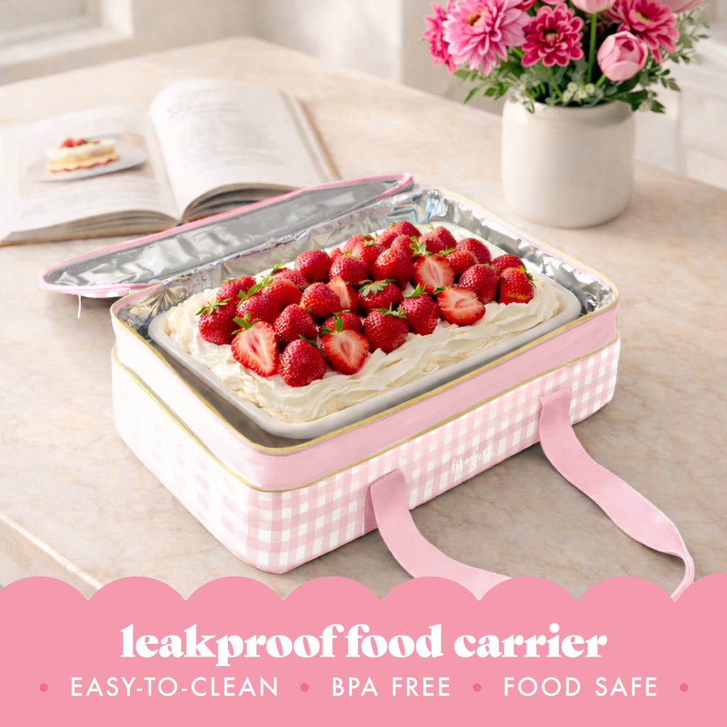 Insulated Double Decker Casserole Carrier, Pink Gingham