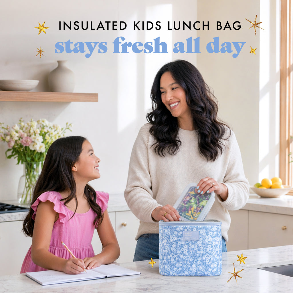 Luna Bow Kids Lunch Tote, Cornflower in Bloom